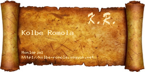 Kolbe Romola névjegykártya